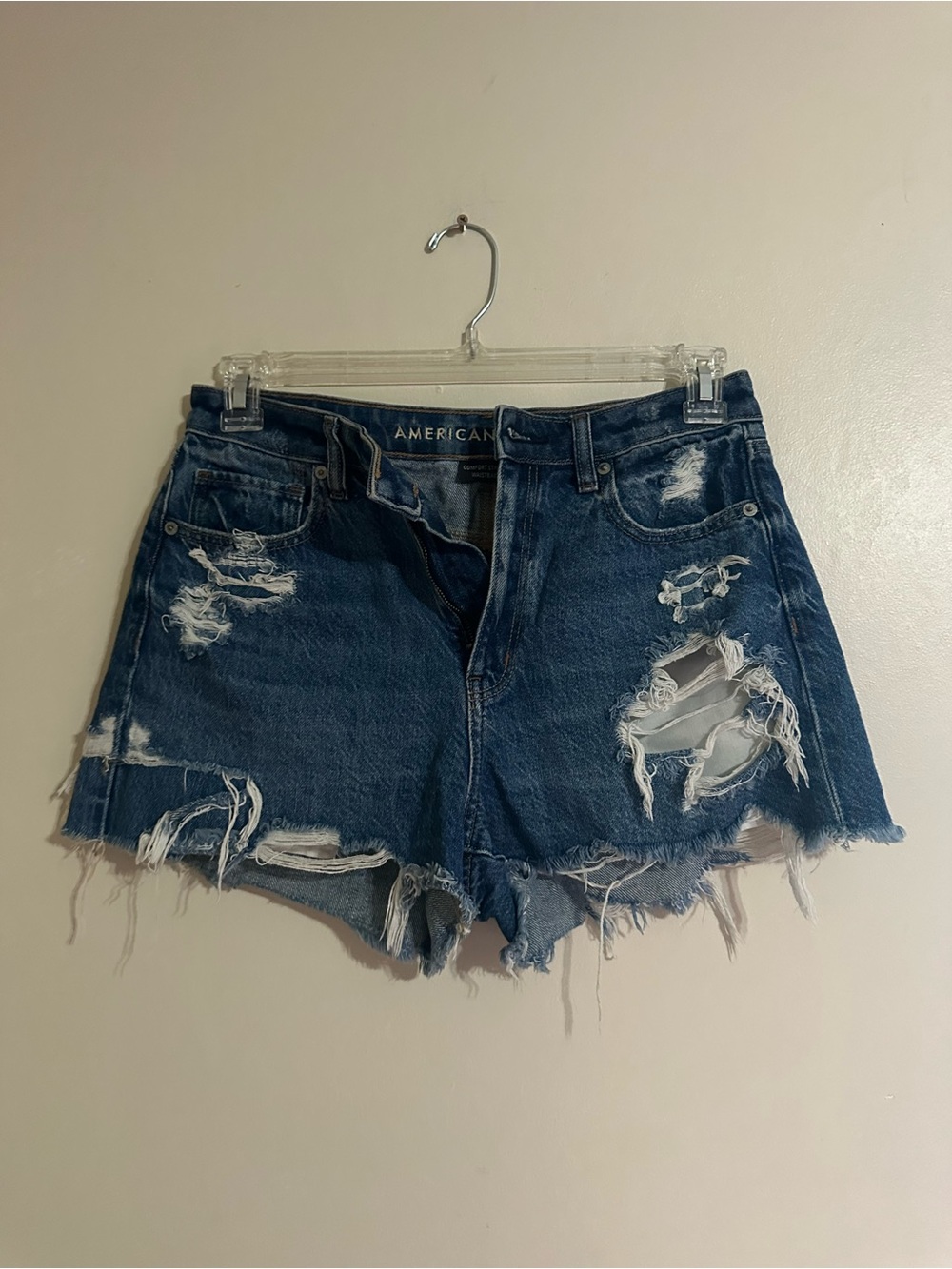 American Eagle Outfitters Distressed Dark Blue Denim Cutoff Shorts